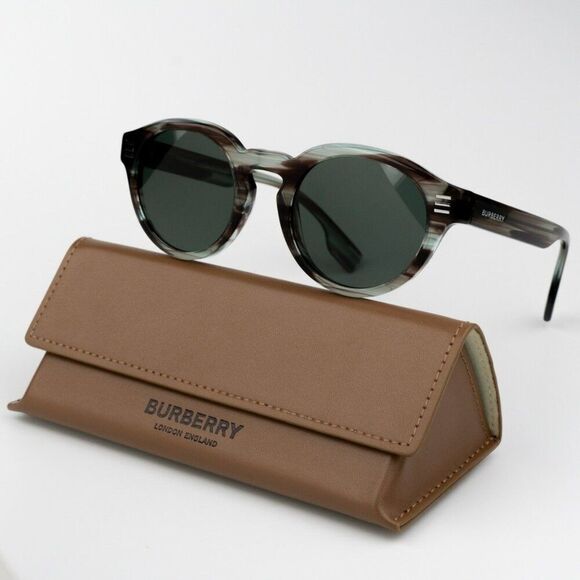 NEW Burberry BE4404 409871 Striped Green Oval Unisex Sunglasses BE4404 - Picture 2 of 11